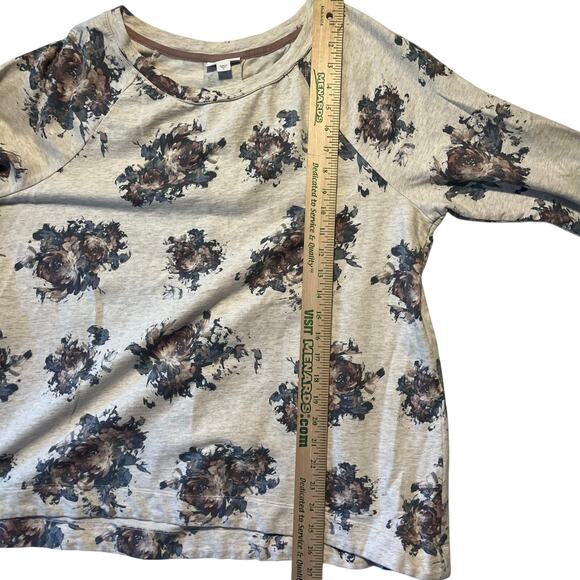 J. Jill Women's‎ XL Pleated-Back Printed Gray Floral Sweatshirt Casual Lounge - Picture 7 of 7